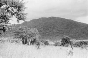 Savanne : Blick über die Landschaft des Sudan-Tieflandes mit ansteigenden Bergen