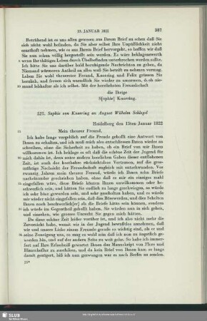 Sophie Bernhardi an August Wilhelm von Schlegel, Heidelberg, 13.01.1822