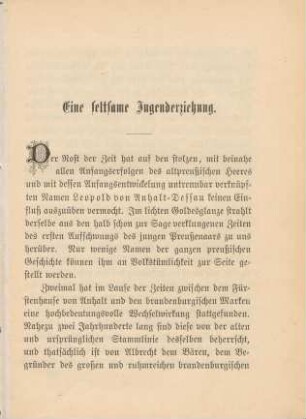 Eine seltsame Jugenderziehung