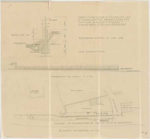 Seidl, Gabriel von; Altmannstein - Sandersdorf; Schlossgaststätte Schlosshaus - Stützmauer als straßenseitige Abgrenzung (Lageplan; Grundriss; Ansicht; Schnitt)