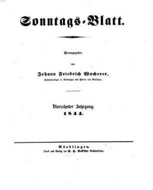 Sonntagsblatt. 1844 = Jg. 14