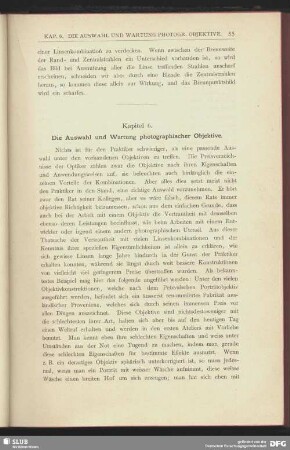 Kapitel 6. Die Auswahl und Wartung photographischer Objektive