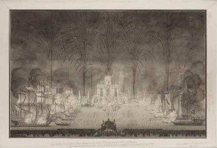 Feuerwerk auf der Elbe hinter dem Holländischen Palais 1719 in Dresden
