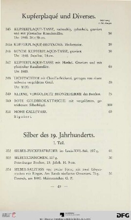 Kupferplaqué und Diverses (Nr. 345-351)