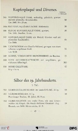 Kupferplaqué und Diverses (Nr. 345-351)