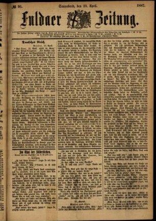 Ausgabe vom Samstag, den 23. April 1887.