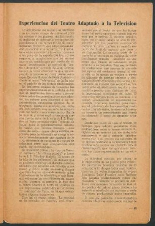Experiencias del teatro adaptado a la televisión