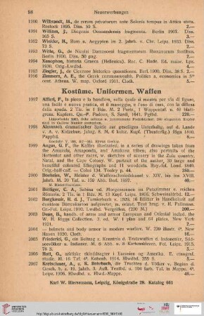 Kostüme. Uniformen. Waffen (Nr. 1997-2021)