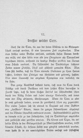 VI. Dressur wilder Tiere.