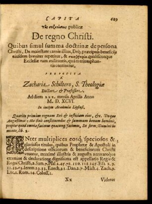 Capita ... publicae De regno Christi.