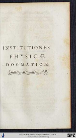 Institutiones Physicae Dogmaticae.
