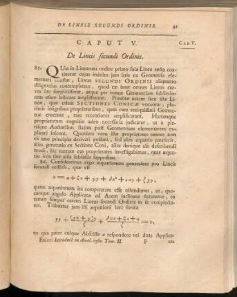 Caput V. De Lineis secundi Ordinis