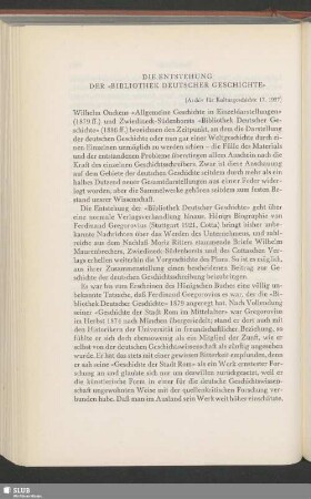Die Entstehung Der «Bibliothek Deutscher Geschichte»