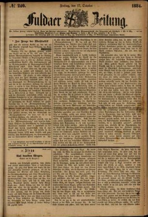 Ausgabe vom Freitag, den 17. Oktober 1884.