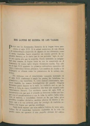 Dos cantos de guerra de los vascos