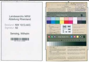 Entnazifizierung Wilhelm Sensing , geb. 30.04.1887 (Baecker)