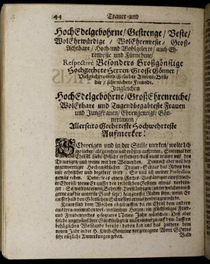 Trauer- und Dank-Rede/ Als des Weyland WolEhrwürdigen/Groß-Achtbarn und Wolgelehrten Hrn.M.Casparis Remers/ Wolverdienten ...