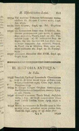 III. Historia Antiqua