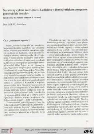 Naratívny cyklus zo života sv : Ladislava v ikonografickom programme gemerských kostolov$d(poznámky ku vzt'ahu obrazov k textom)