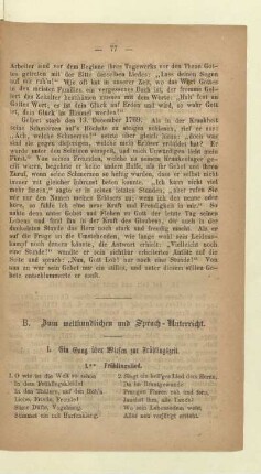B. Zum weltkundlichen und Sprach-Unterricht
