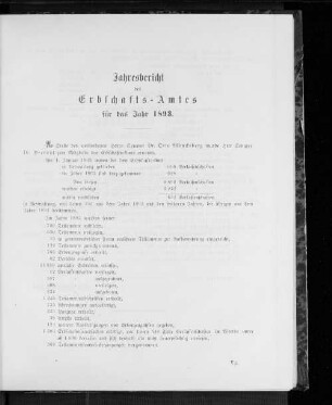 Jahresbericht des Erbschafts-Amtes für das Jahr 1893.