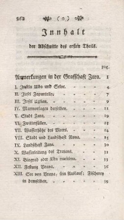Innhalt der Abschnitte des ersten Theils.