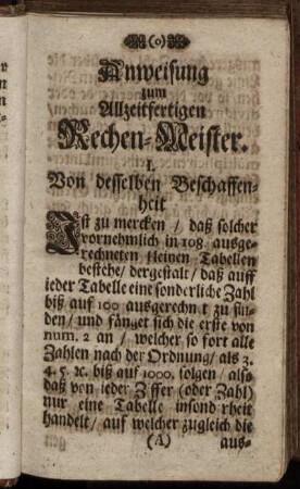 Anweisung zum Allzeitfertigen Rechen-Meister.