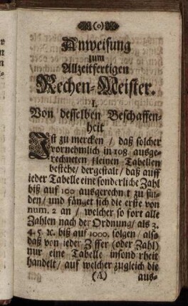 Anweisung zum Allzeitfertigen Rechen-Meister.