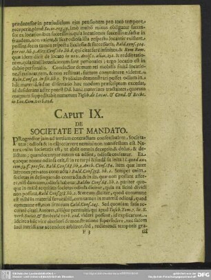 Caput IX. De Societate Et Mandato