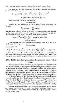 § 69. Kräftefreie Bewegung eines Körpers um einen festen Punkt.