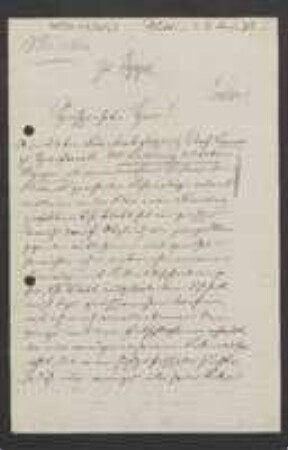 Brief von Arthur Minks an Unbekannt