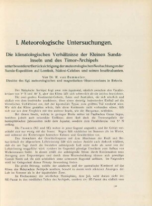 I. Meteorologische Untersuchungen