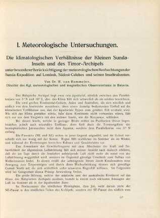 I. Meteorologische Untersuchungen