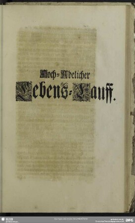 Hoch-Adelicher Lebens-Lauff