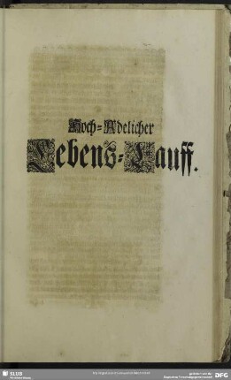Hoch-Adelicher Lebens-Lauff