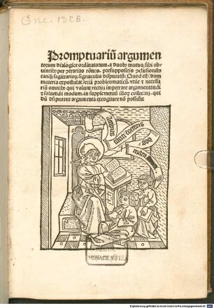 Promptuariu[m] argumento[rum] dialogice ordinatorum. a duob[us] mutuo sibi obuiantib[us] ...