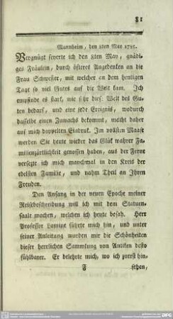 Mannheim, den 8ten May 1785