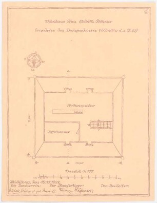 Wohnhaus Böhmer, Heidelberg: Grundriss Dachgeschoss 1:100
