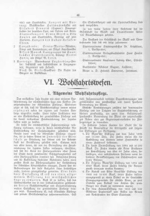 VI. Wohlfahrtswesen