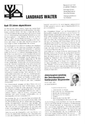 Jahreshauptversammlung des Zentralausschusses hamburgischer Bürgervereine
