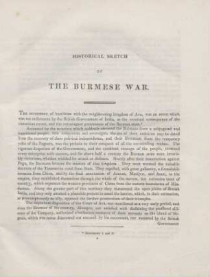 Historical sketch of the Burmese war