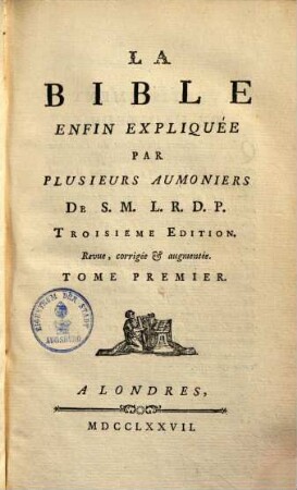 La Bible enfin expliquée, 1.