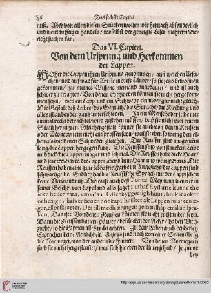 Das VI. Capitel: Von dem Ursprung und Herkommen der Lappen