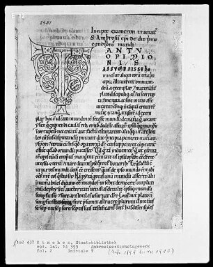 Ambrosius, Hexaemeron — Initiale T, Folio 2 recto
