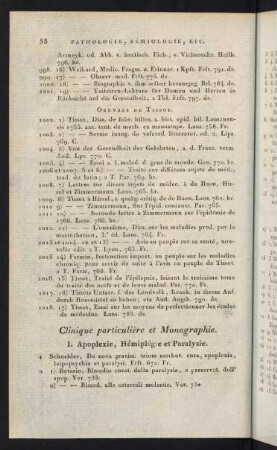 Clinique particulière et Monographie