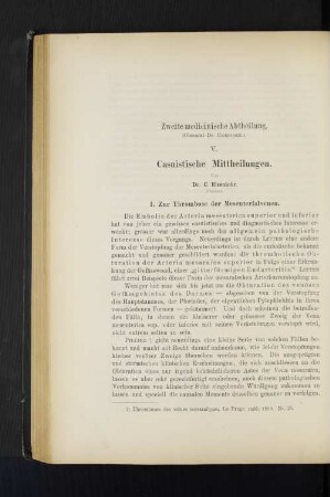 Zweite medicinische Abtheilung.
