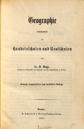 Geographie insbesondere für Handelsschulen und Realschulen