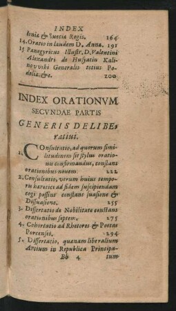 Index Orationum Secundae Partis