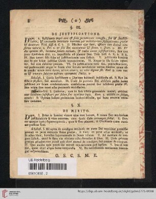 §. IX. De Justificatione / §. X. De Merito