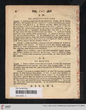 §. IX. De Justificatione / §. X. De Merito